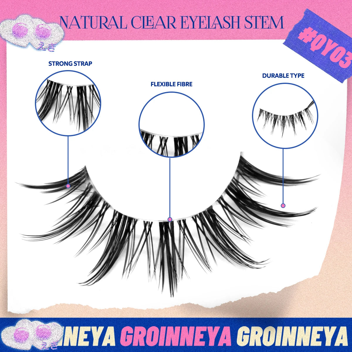 GROINNEYA Cat Eye Wispy Lashes – 5/6 Pairs Clear Band Natural 6D Eyelash Extensions