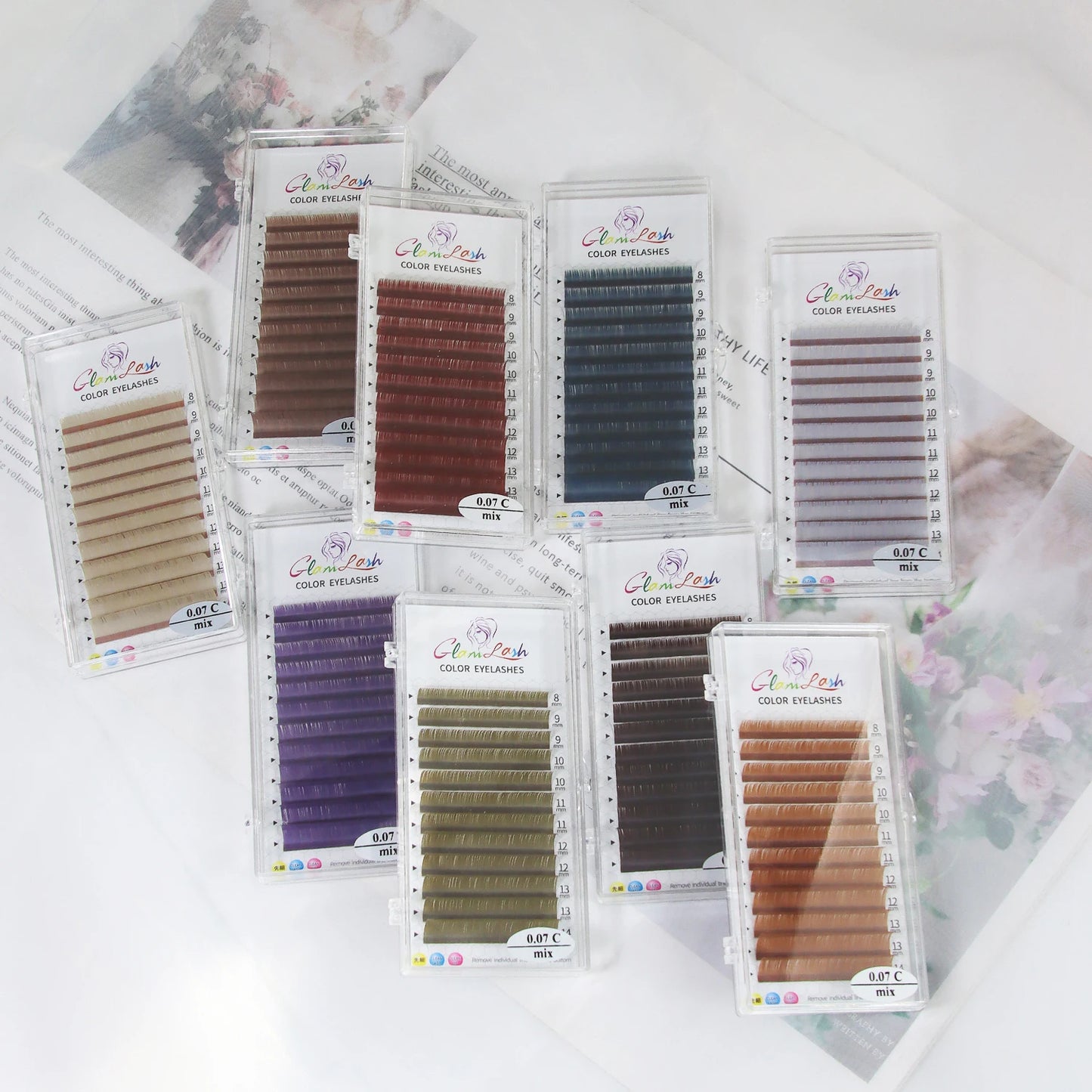 GLAMLASH Morandi Grey Colored Lash Extensions – Natural Individual Eyelashes