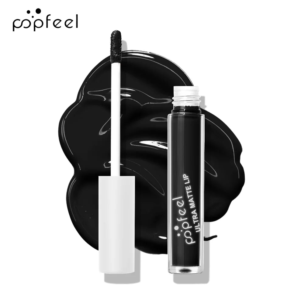 POPFEEL Halloween Black Lip Kit – Matte Lipstick & Gloss Long-Lasting