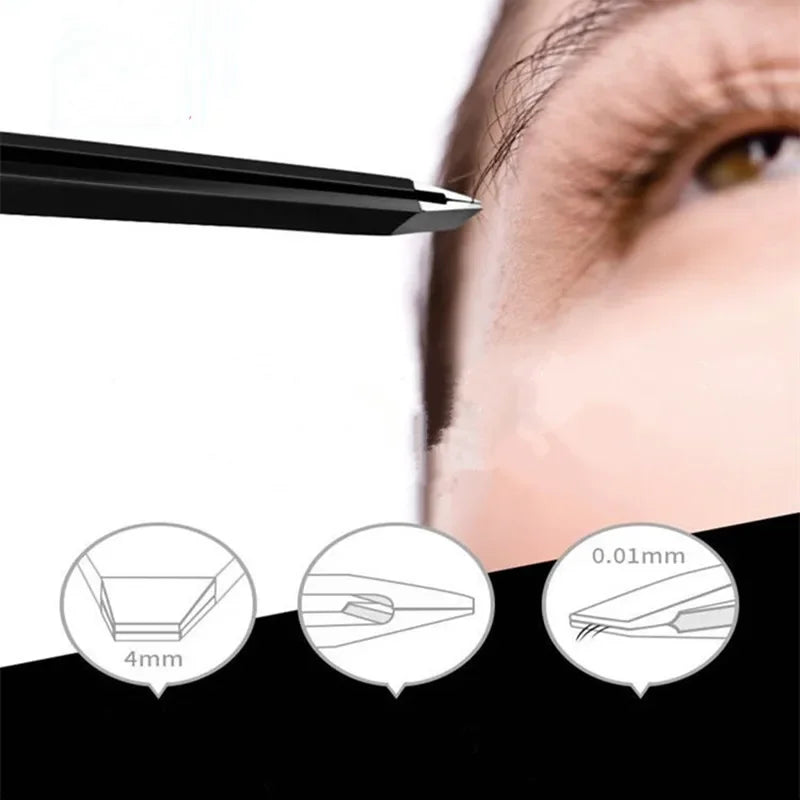 ملقط حواجب CNKESS أسود من الفولاذ المقاوم للصدأ - رأس مائل دقيق لإزالة الشعر وتثبيت الرموش