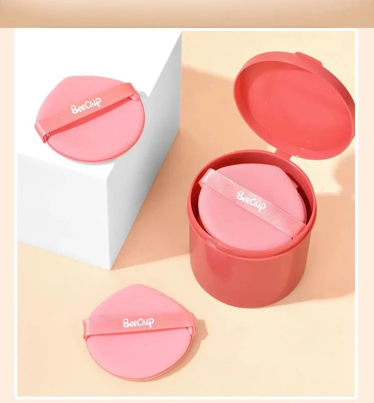 BeeChip 7PCS Antibacterial Powder Puff Set with Storage Box – Flawless Makeup Finish