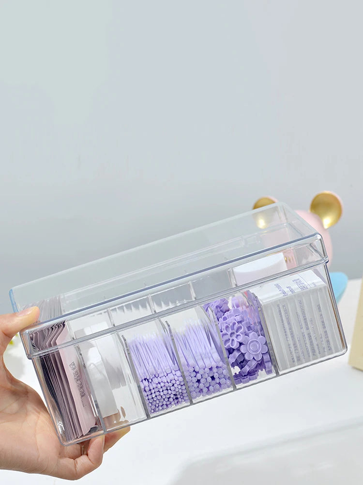 LuxuryGlow Professional Acrylic Eyelash Storage Box with Lid – Transparent Organizer for Lash Stylists