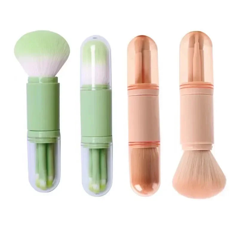 RUZOFO 4PCS 4-in-1 Telescopic Travel Makeup Brush Set – Compact & Portable