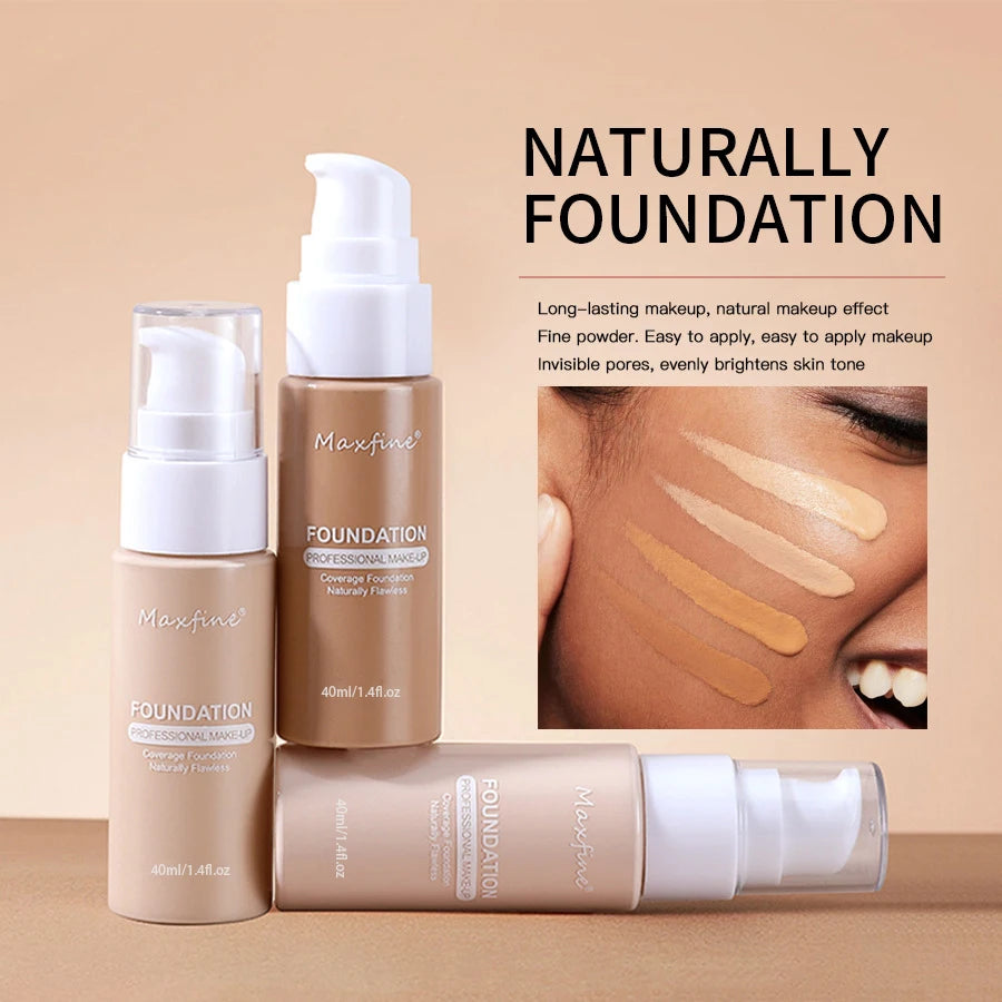Base de maquillaje líquida MAXFINE: resistente al agua, al sudor y de cobertura total (30 ml)