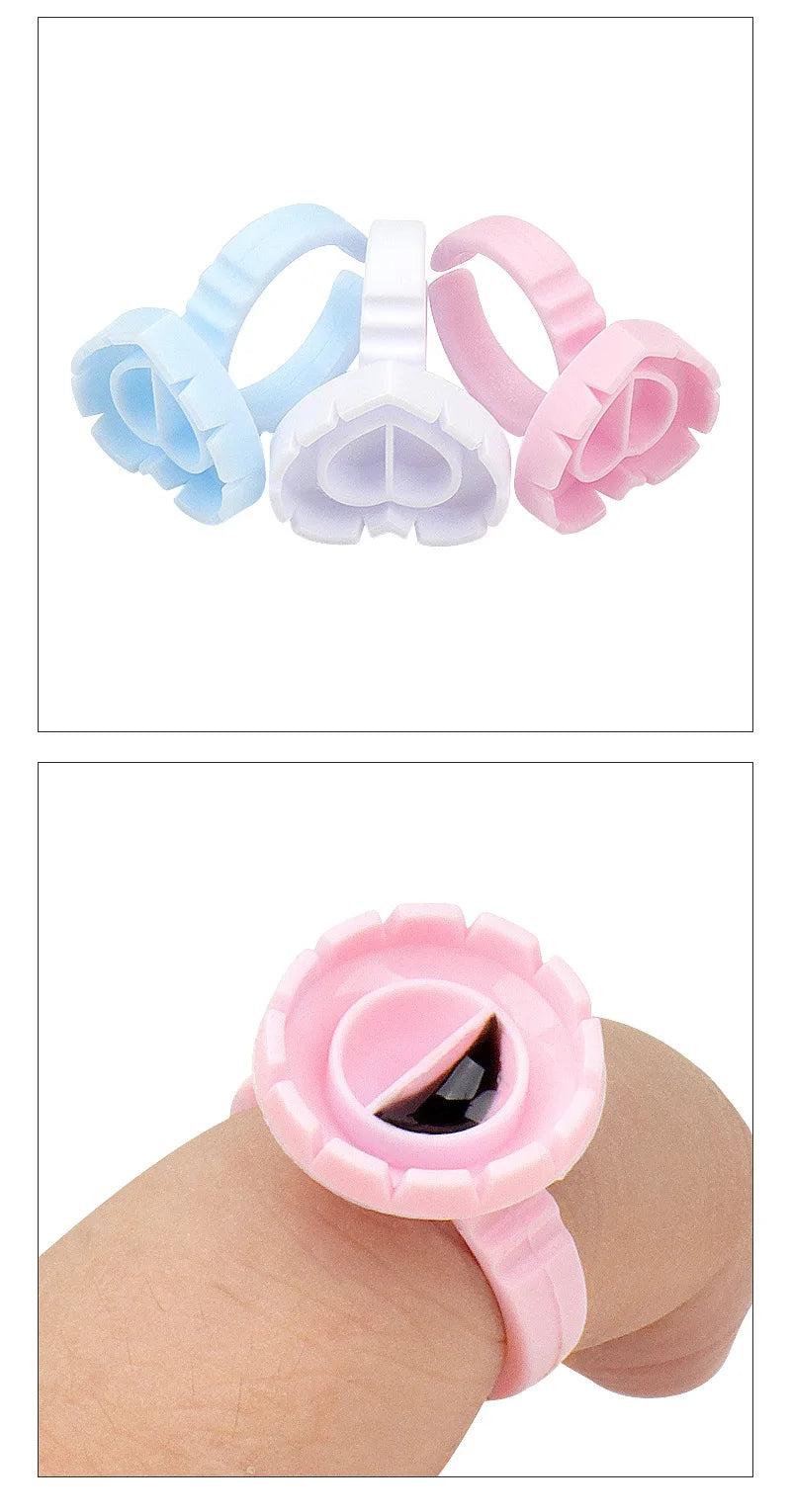 RPXBGUCKARHG 50/100PCS Disposable Eyelash Glue Ring Holders | Lash Extension Tool