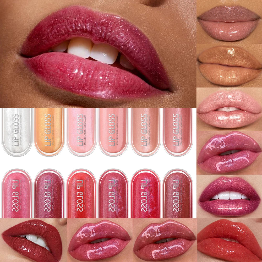 Set de brillo labial USHAS de 12 colores: brillo metálico e hidratación de larga duración