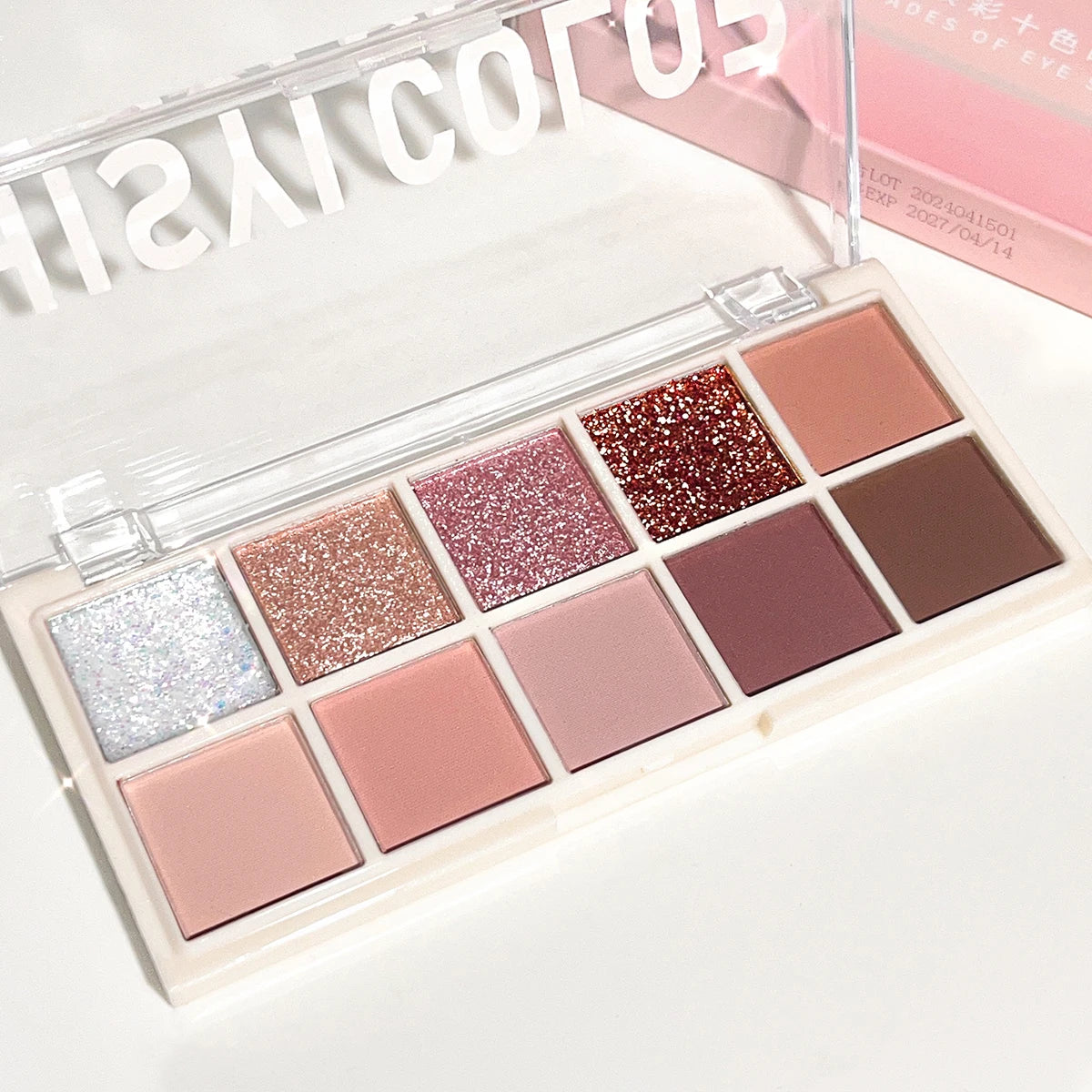 HISYI 10-Color Eyeshadow Palette – Matte, Shimmer & Glitter Waterproof Long-Lasting