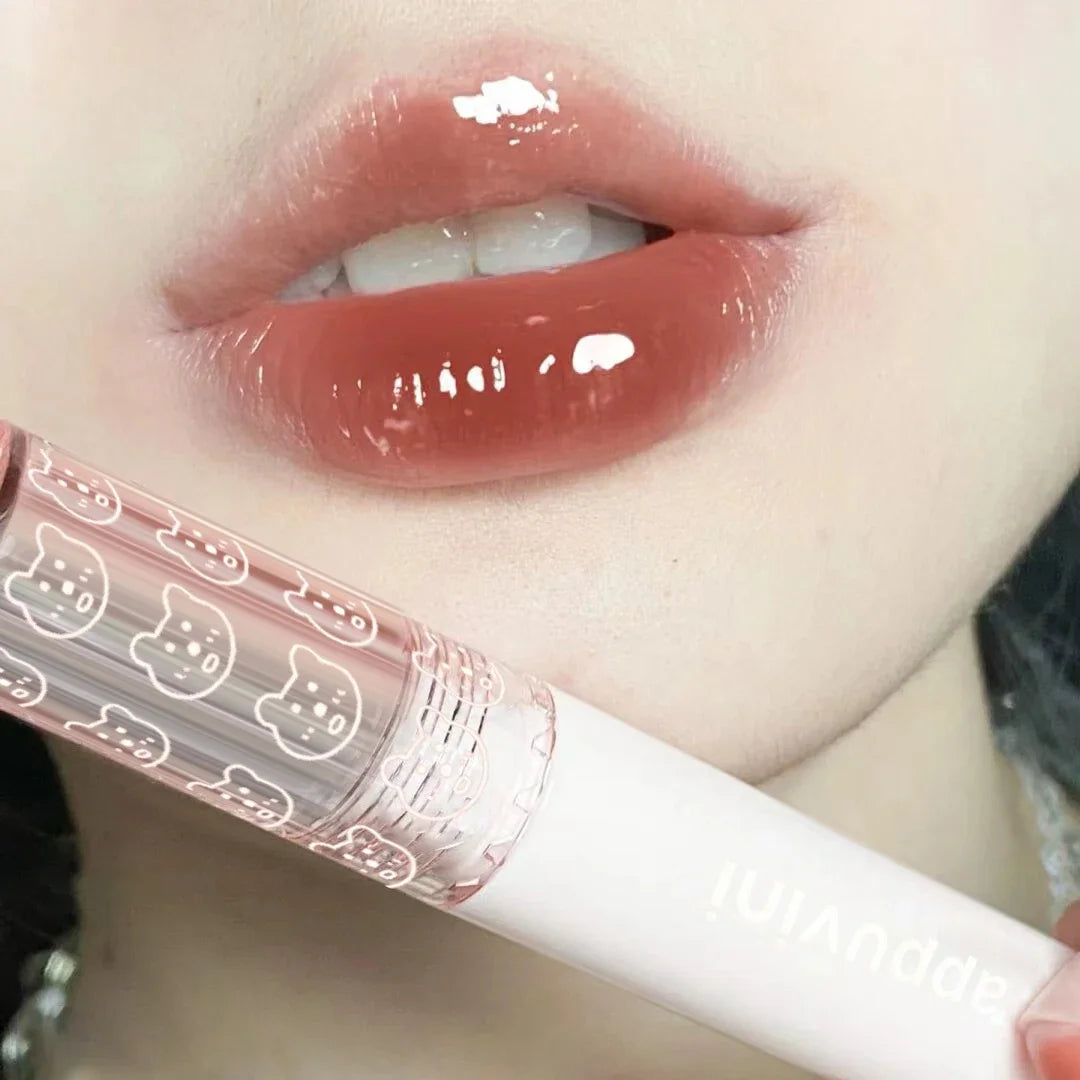 Brillo de labios con efecto espejo en rosa cereza LuxuryGlow: aceite labial hidratante con brillo de cristal