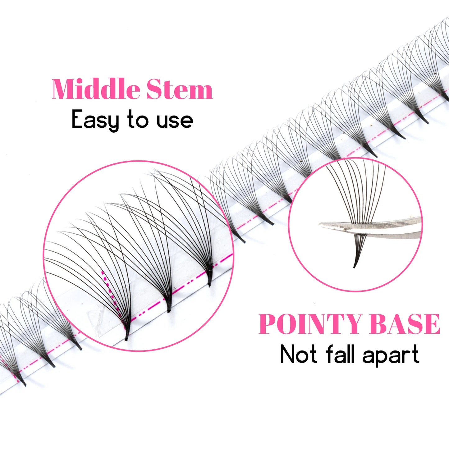 TDANCE 320 Premade Volume Lash Fans | 16-Line Tray | 3D–24D Pointy Base Faux Mink Extensions