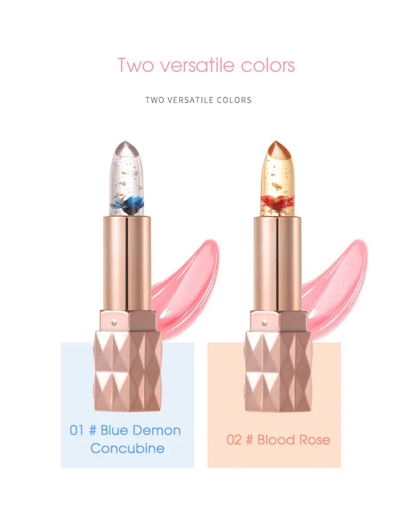 Lápiz labial en gel LuxuryGlow que cambia de color: duradero, hidratante y sensible a la temperatura.