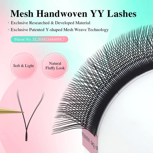 NAGARAKU YY Shape Lash Extensions – Triple Split Tips & Interlaced Root Volume Fans (12 Rows)