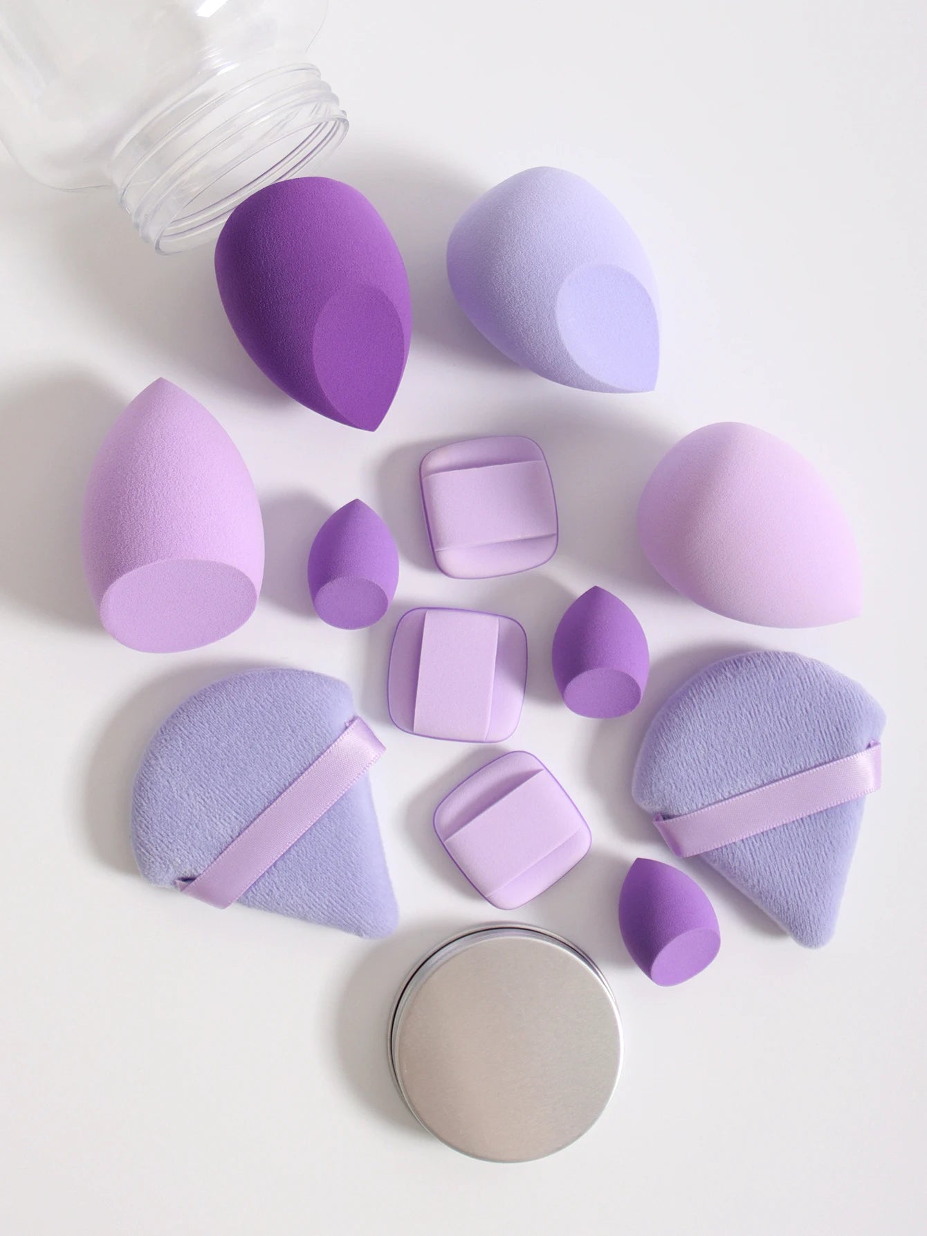 Esponjas de maquillaje de doble uso Luxury Glow, 12 unidades, con frasco de almacenamiento – Sin látex