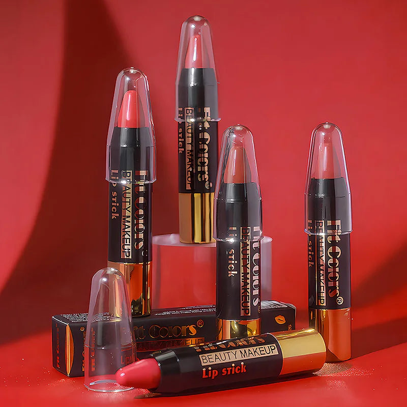 Set de lápices labiales LuxuryGLOW Fit Colors Velvet: 6 tonos, resistentes al agua e hidratantes