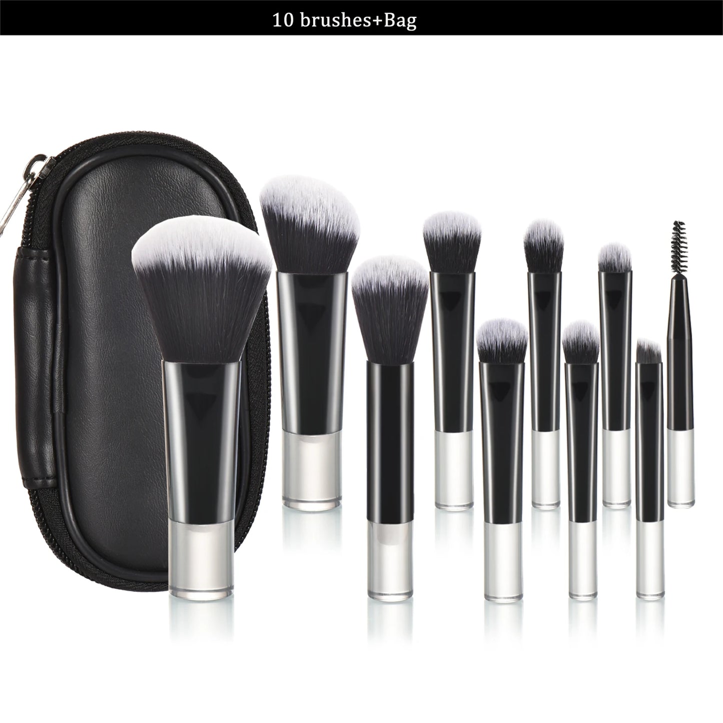 مجموعة فرش مكياج صغيرة من LuxuryGlow، 10 ألوان، مجموعة سفر محمولة مع إسفنجة وأدوات