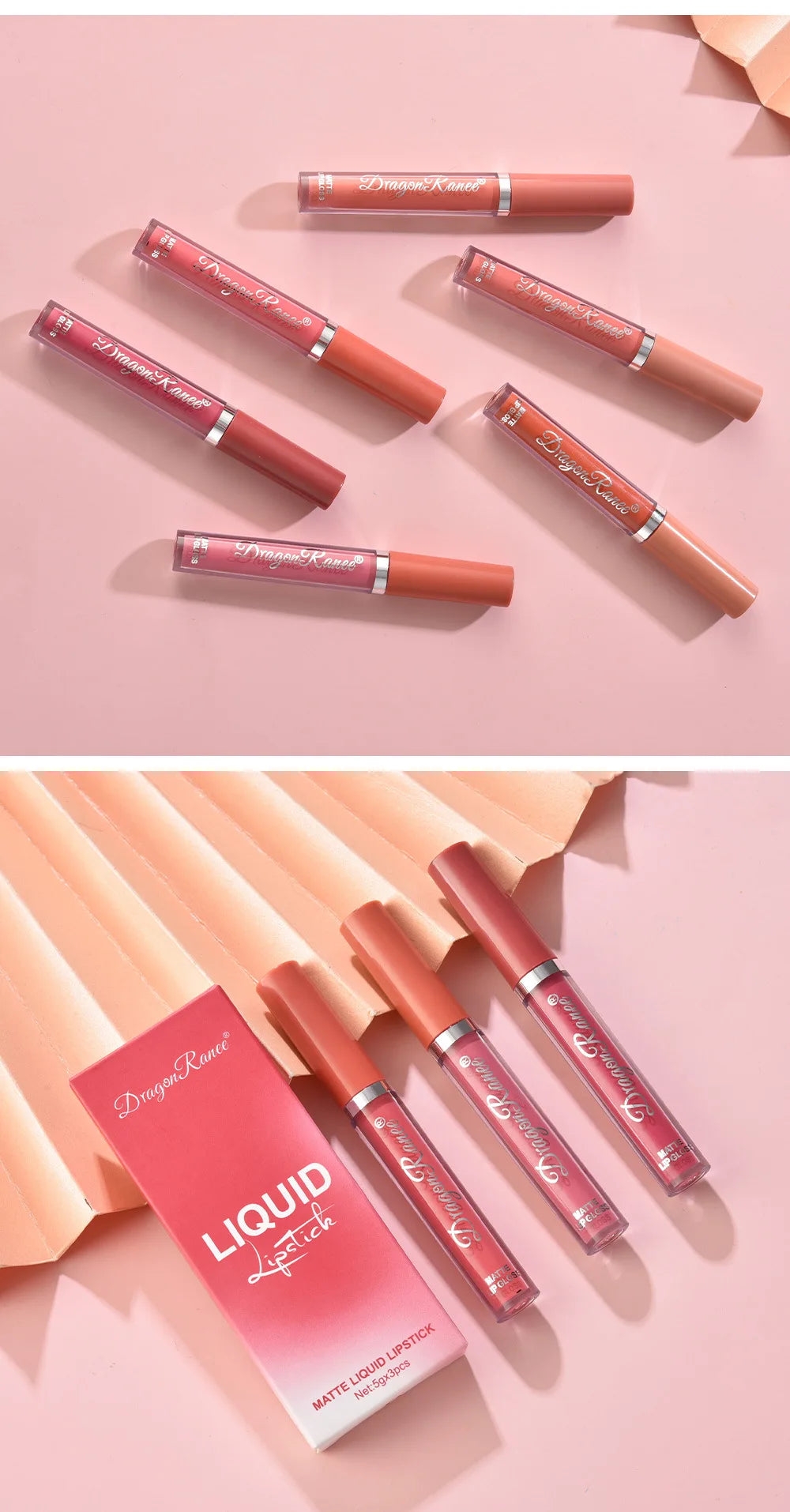 LuxuryGlow - Set de 3 labiales líquidos mate de larga duración - Maquillaje coreano resistente al agua