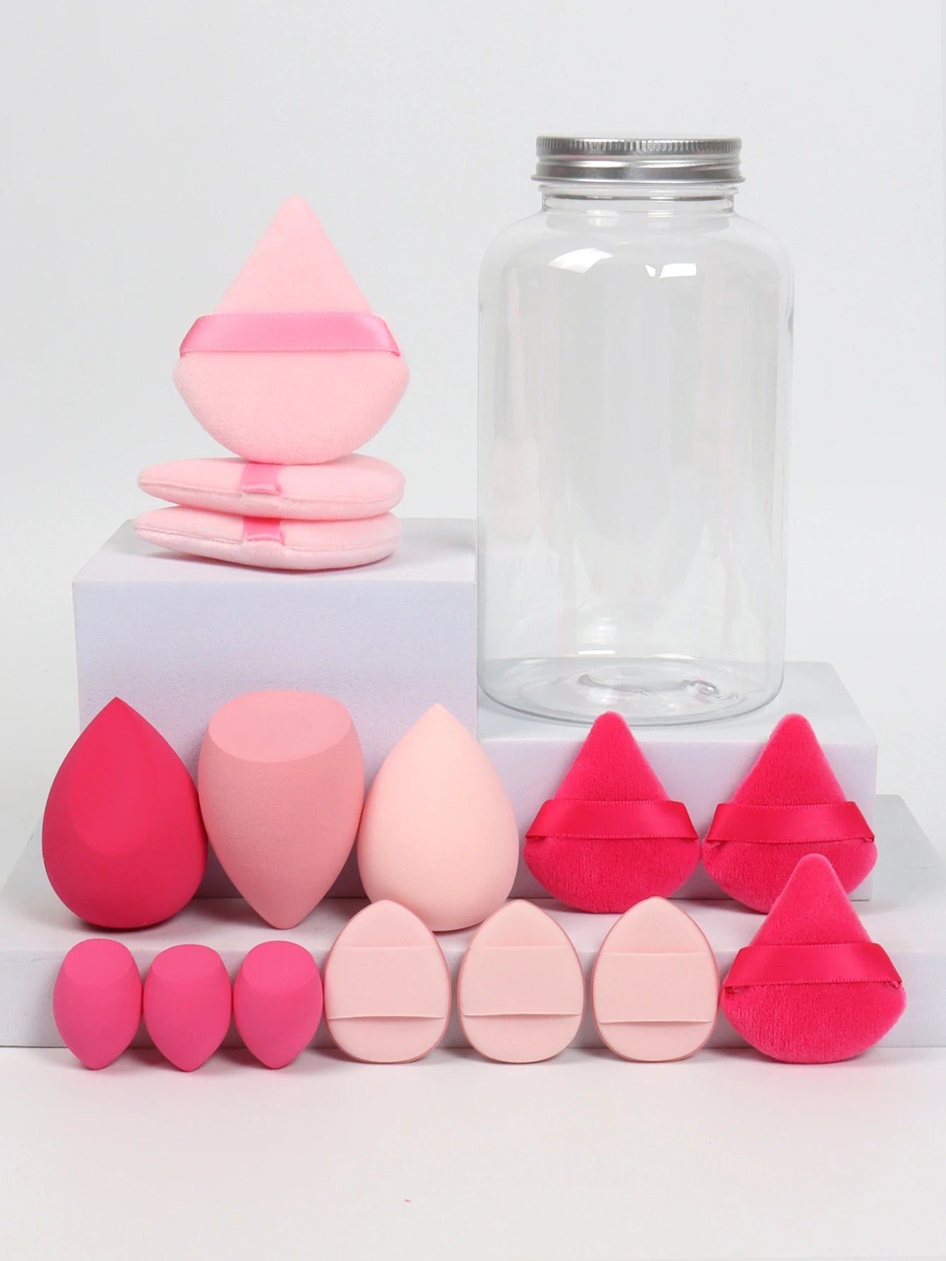LuxuryGlow All-in-One Makeup Puff Set – 15 Pcs Assorted Beauty Blenders & Powder Puffs