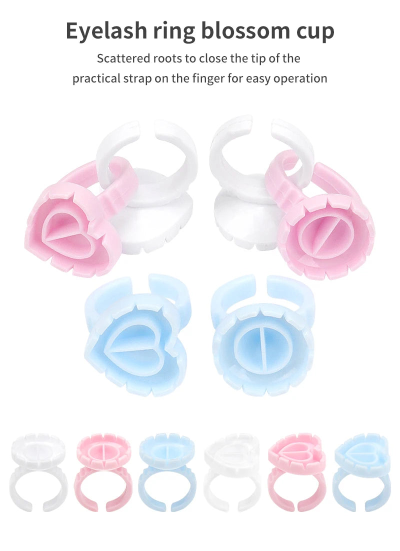 RPXBGUCKARHG 50/100PCS Disposable Eyelash Glue Ring Holders | Lash Extension Tool