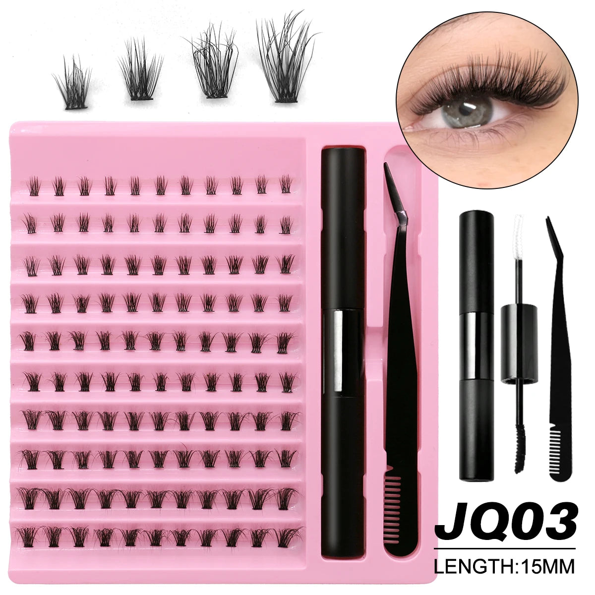 GROINNEYA DIY Lash Extension Kit – Waterproof Lash Bond & Seal with Tweezers for Salon-Quality Lash Clusters at Home