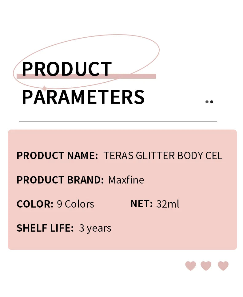 MAXFINE Full Body Glitter Gel – Long-Lasting Eye, Hair & Body Sparkle