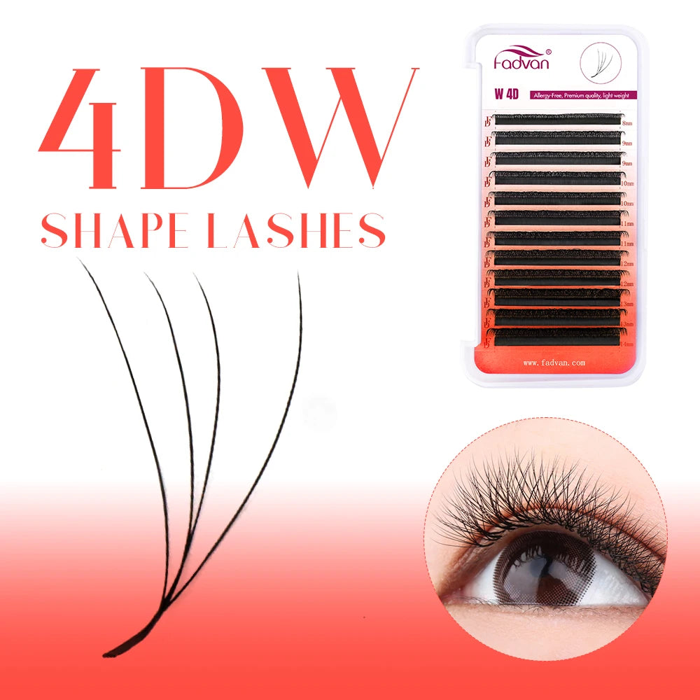 رموش FADVAN YY/3D–6D W جاهزة للتركيب على شكل مروحة - وصلات شعر المنك الصناعي الناعمة C180