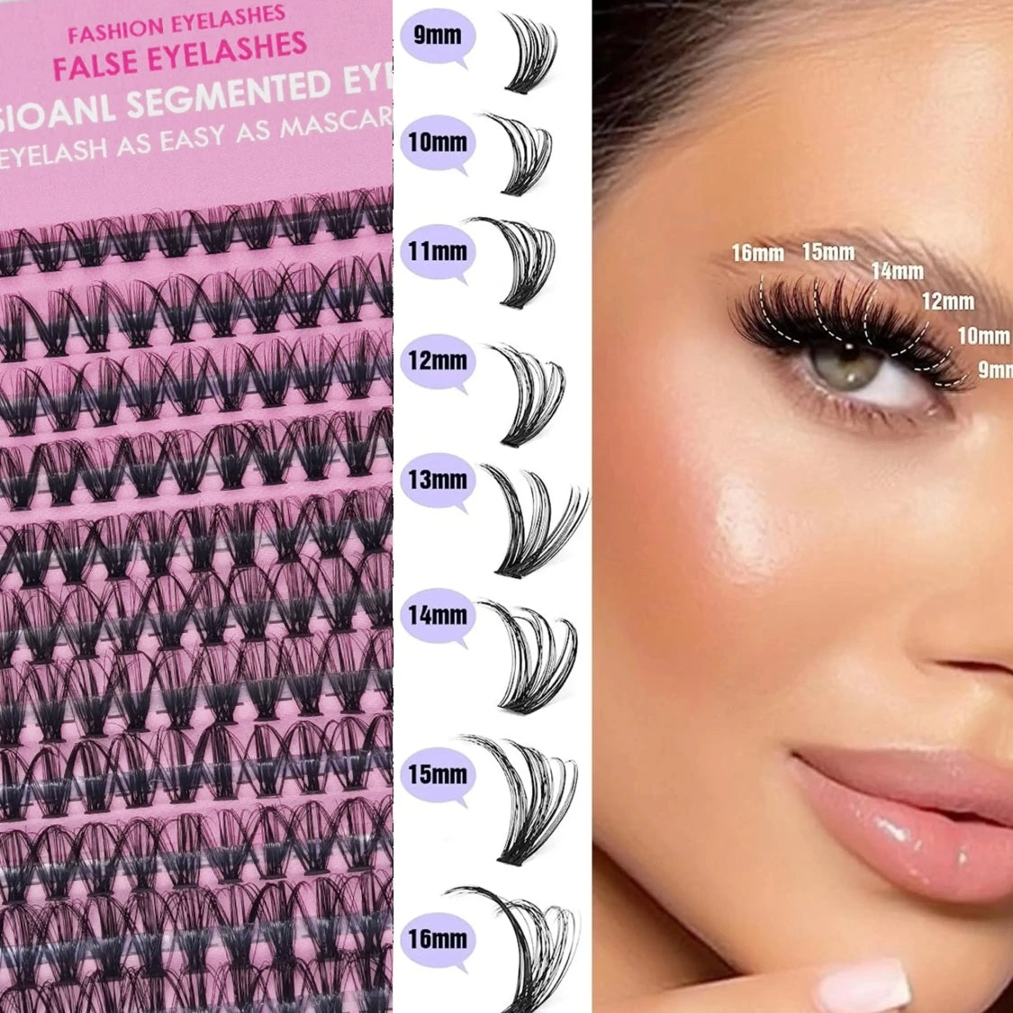 LuxuryGlow 280pcs DIY Cluster Eyelash Extensions 30D/40D Mix Length – Natural Look