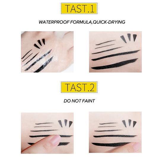 LANGMANNI Dual-Ended Stamp Eyeliner Pen – 2-in-1 Waterproof & Smudge-Proof Liquid Liner with Wing Stamp