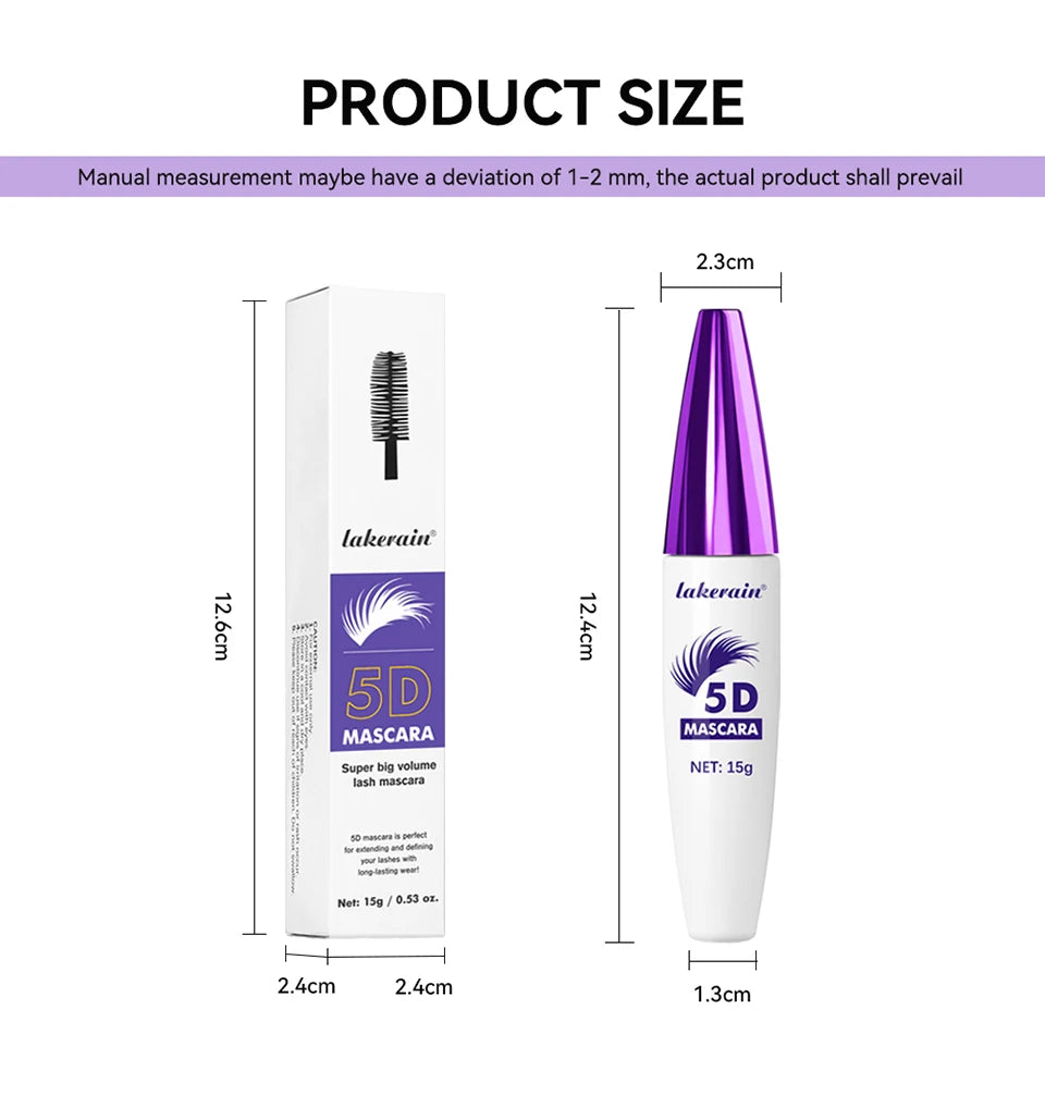 ibcccndc 5D Waterproof Fiber Mascara – Lengthening, Volumizing & Curling