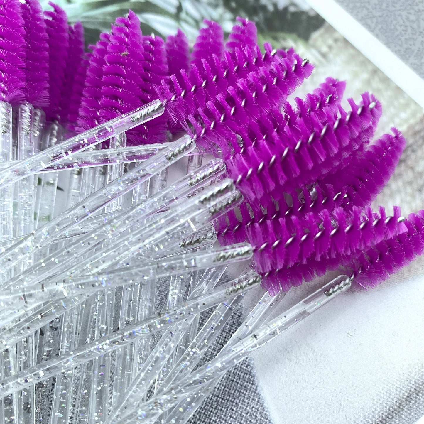 ZANSE 50PCS Eyelash Brush Wands – Crystal Diamond Handle Mascara Applicator Set