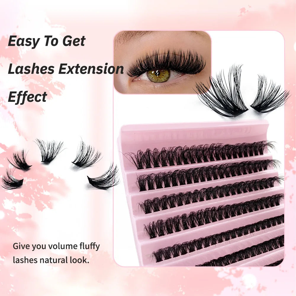 JPNPL MJ DIY Eyelash Extension Kit – 200 PCS Clusters with Bond & Seal