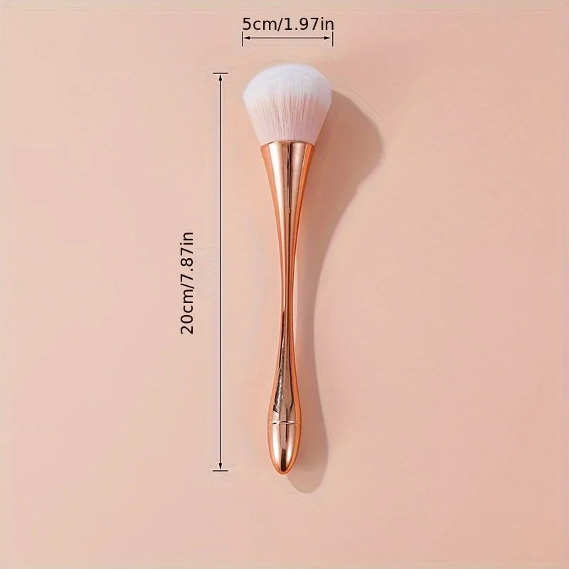 WRDEW Rose Gold Fan Makeup Brush – Soft Blush, Highlight & Powder Brush
