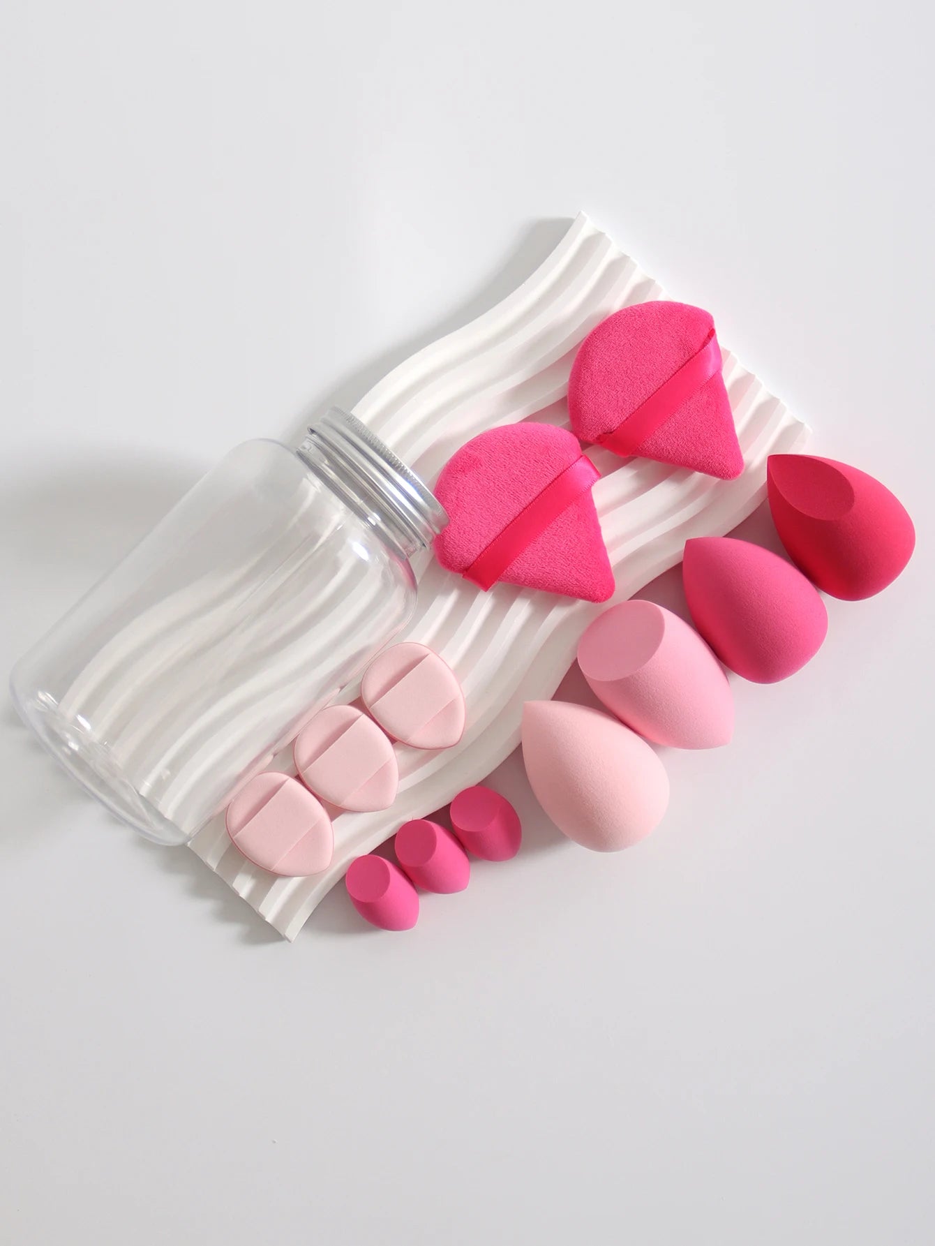 Esponjas de maquillaje de doble uso Luxury Glow, 12 unidades, con frasco de almacenamiento – Sin látex