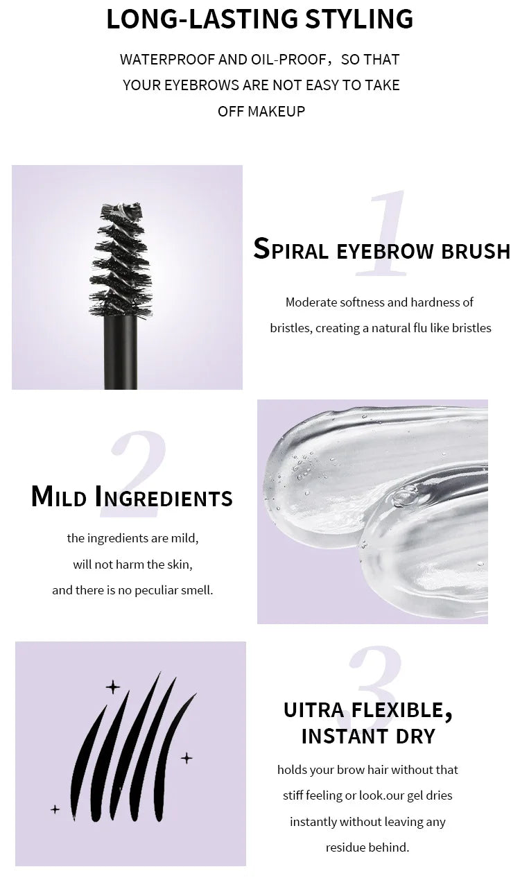 MAXFINE Waterproof Eyebrow Gel – Long-Lasting, Quick-Dry & Transparent Fixer