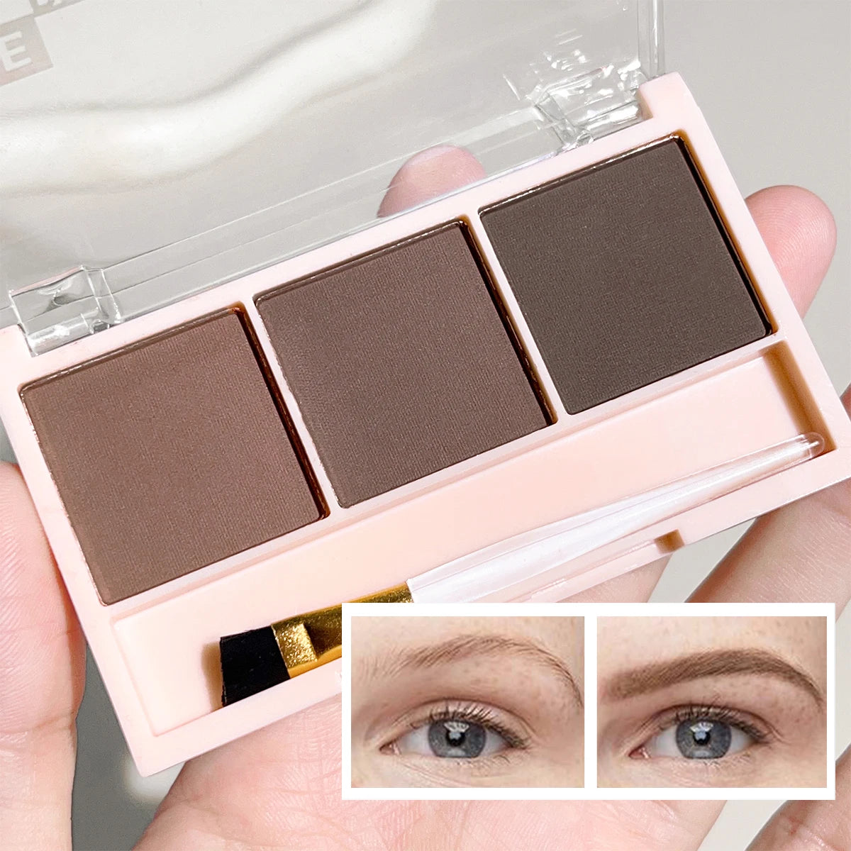 LuxuryGlow 3-Color Brow Powder Set with Brush — Long-Lasting, Natural, Easy-to-Wear Eyebrow Kit