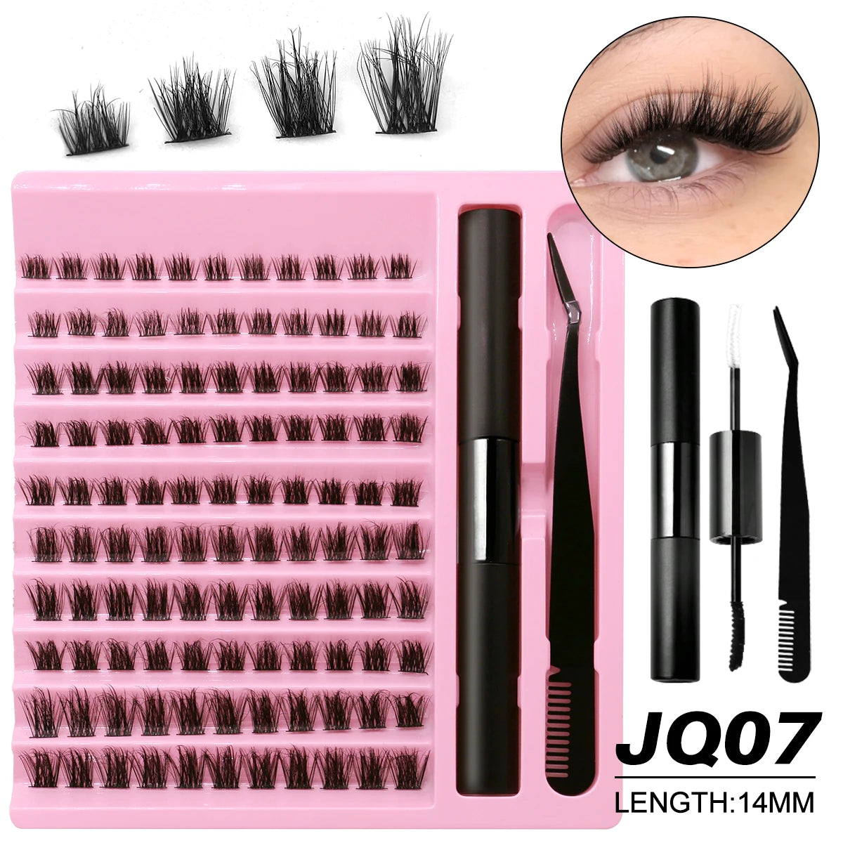 GROINNEYA DIY Lash Extension Kit – Waterproof Lash Bond & Seal with Tweezers for Salon-Quality Lash Clusters at Home