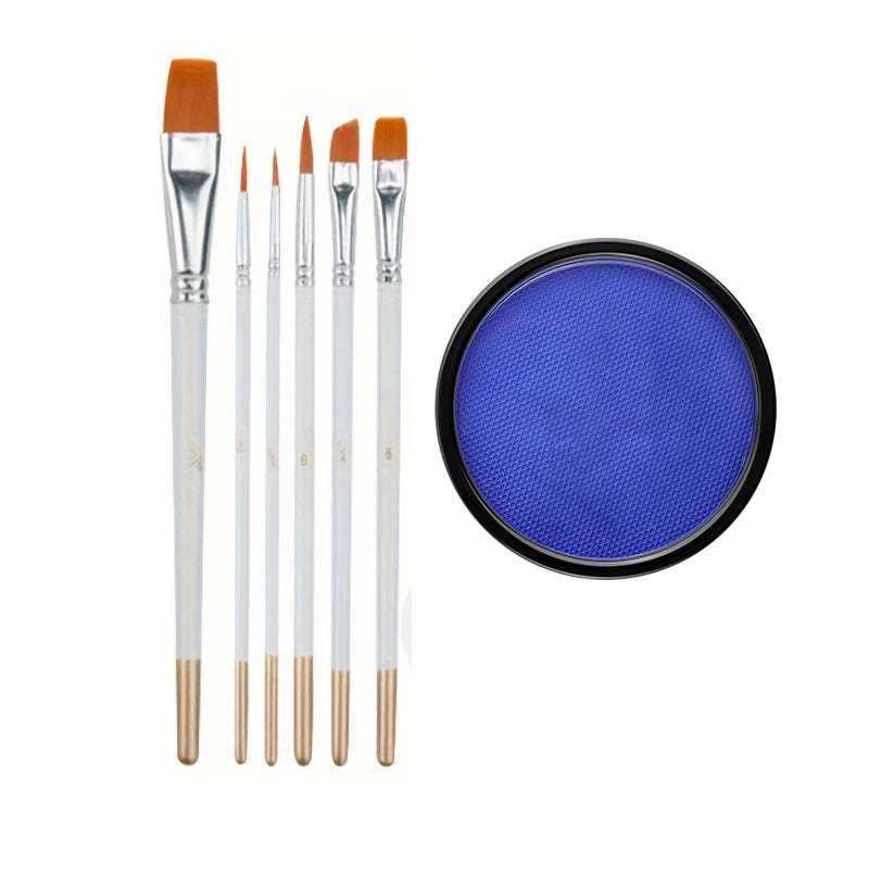 LuxuryGlow 30g Monochromatic Face & Body Paint Kit – Black, White, Red Water-Based Makeup with Brushes for Halloween & Party Looks