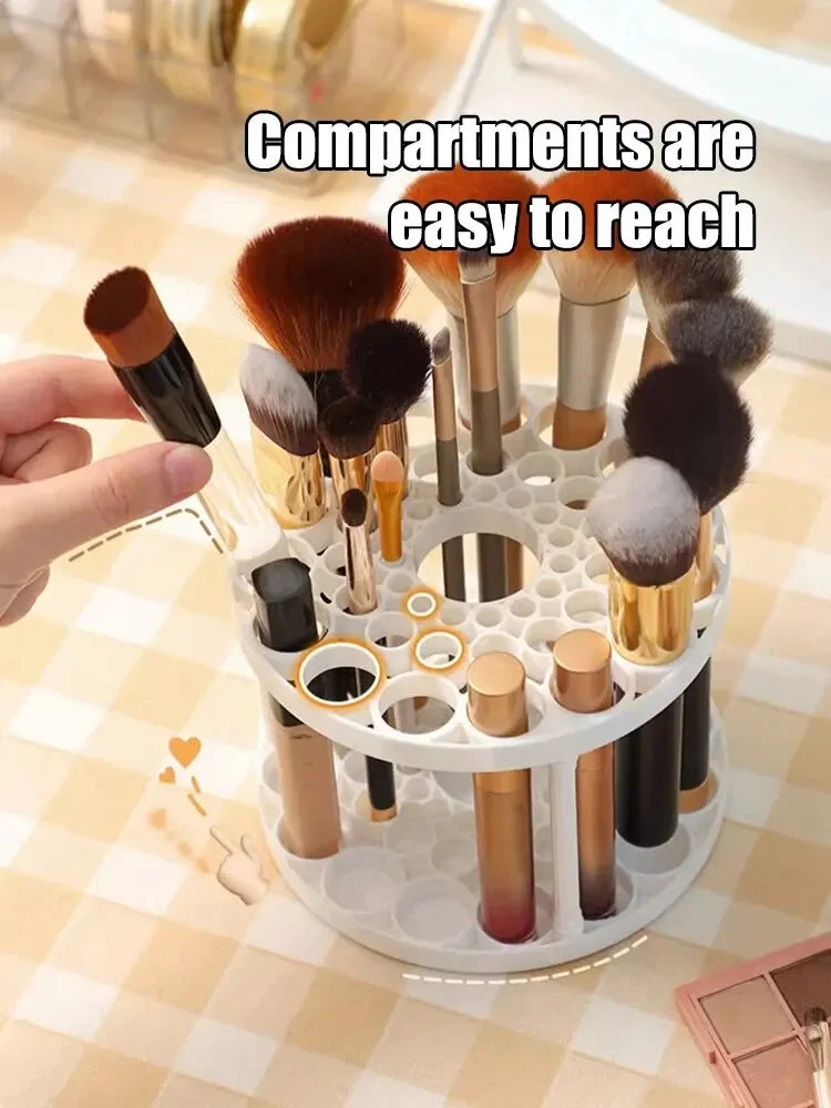 Organizador de brochas de maquillaje y cosméticos de acrílico LuxuryGlow: soporte y organizador de pintalabios para tocador (28 × 23 cm)