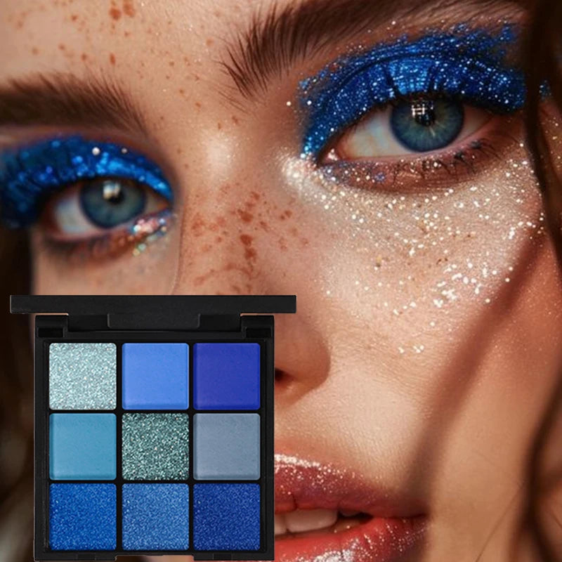 لوحة ظلال العيون LuxuryGlow بـ 9 ألوان - غير لامعة، لامعة، لامعة، درجات اللون الأحمر والبنفسجي