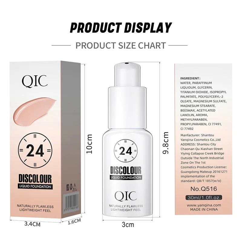 QIC Magic Color Changing Foundation – Long-Lasting, Hydrating, Matte Finish