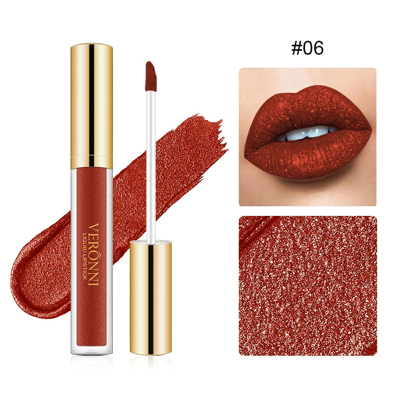 Set de labiales líquidos con purpurina LuxuryGlow de 15 colores: brillo labial duradero, resistente al agua y brillante.