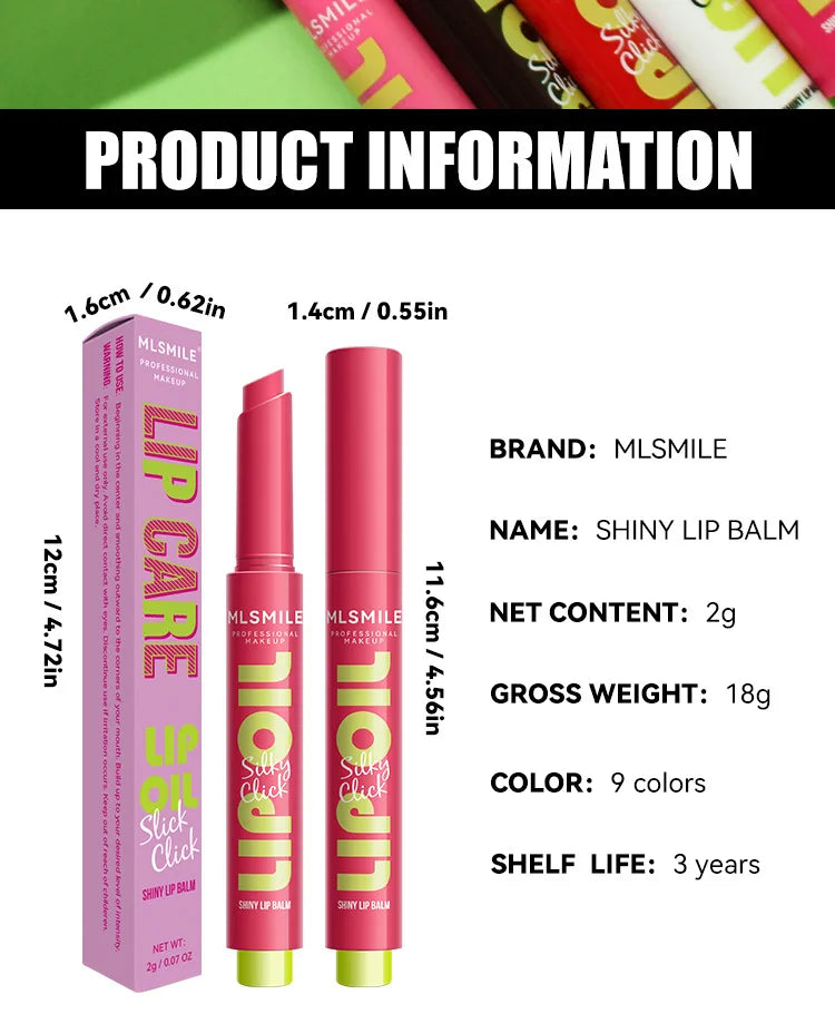 Brillo de labios MLSMILE Click: cuidado labial hidratante y duradero con brillo de espejo