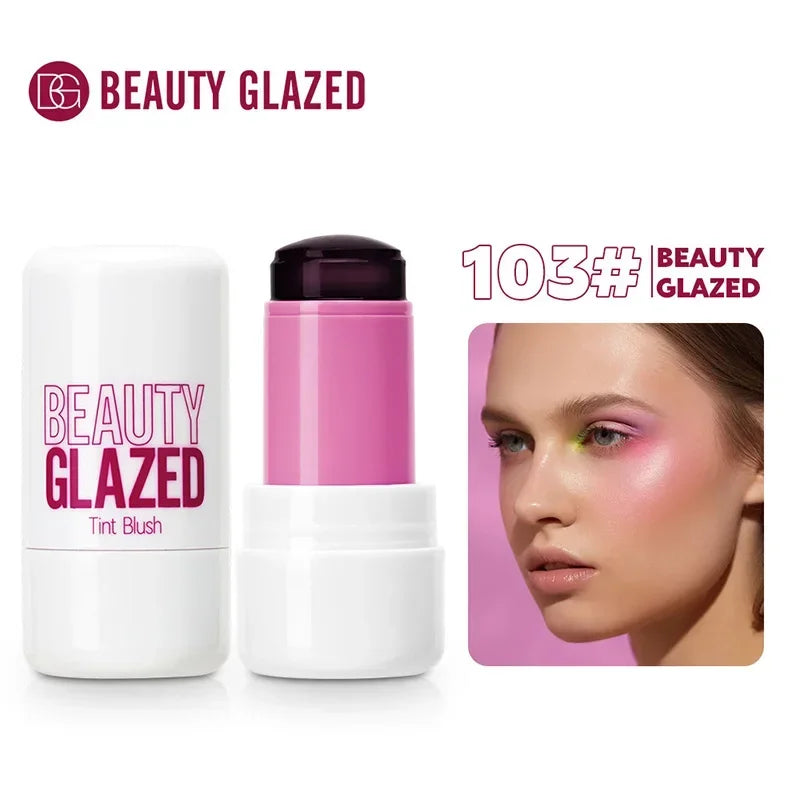 LuxuryGlow 3-in-1 Jelly Lipstick, Blush & Contour Stick – Moisturizing Korean Makeup