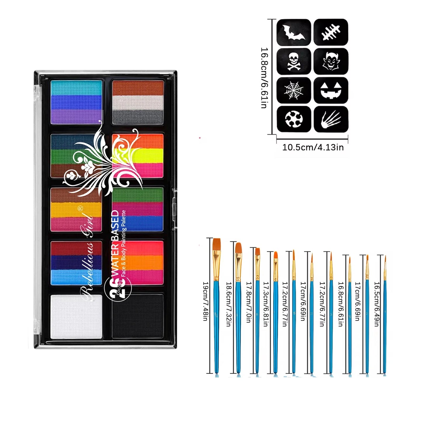 VERONNI 10-Color Body & Face Paint Kit with Brush – Safe Makeup for Kids & Adults