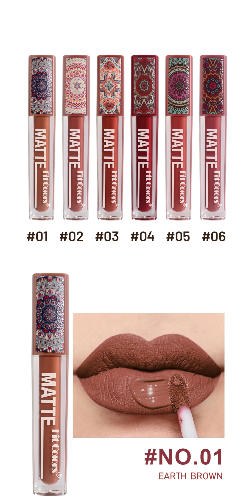 Fit Colors Matte Lip Gloss – Waterproof, Long-Lasting Velvet Lipstick