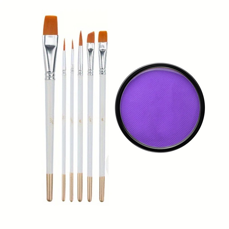 LuxuryGlow 30g Monochromatic Face & Body Paint Kit – Black, White, Red Water-Based Makeup with Brushes for Halloween & Party Looks