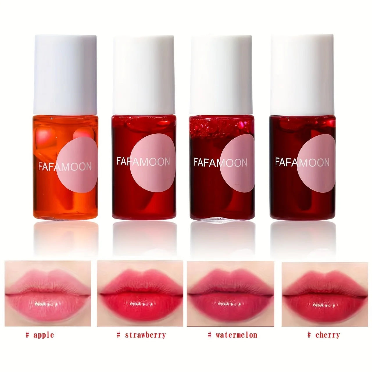 Brillo labial hidratante a prueba de agua con tinte afrutado Fafamoon: 4 colores, resistente al agua