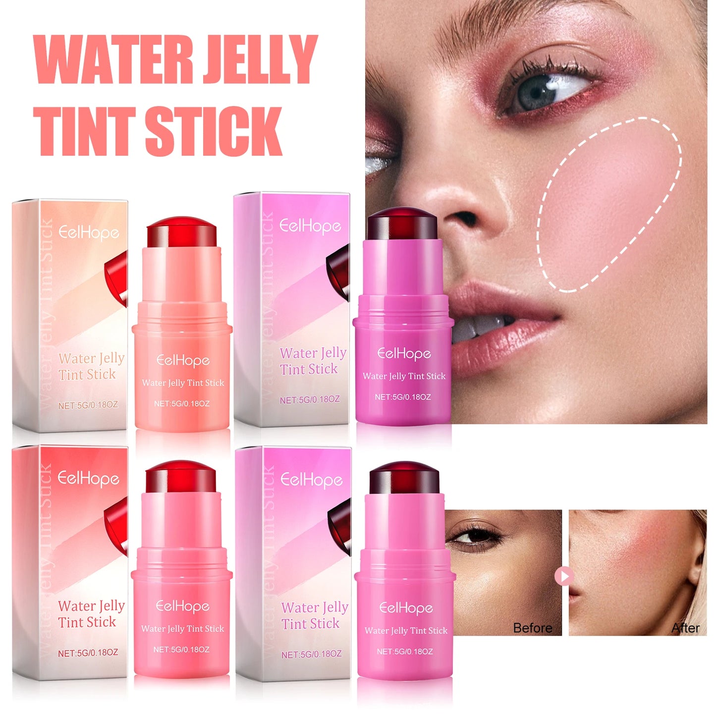 Eelhope 3-in-1 Milk Jelly Blusher Stick – Long-Lasting, Moisturizing & Brightening