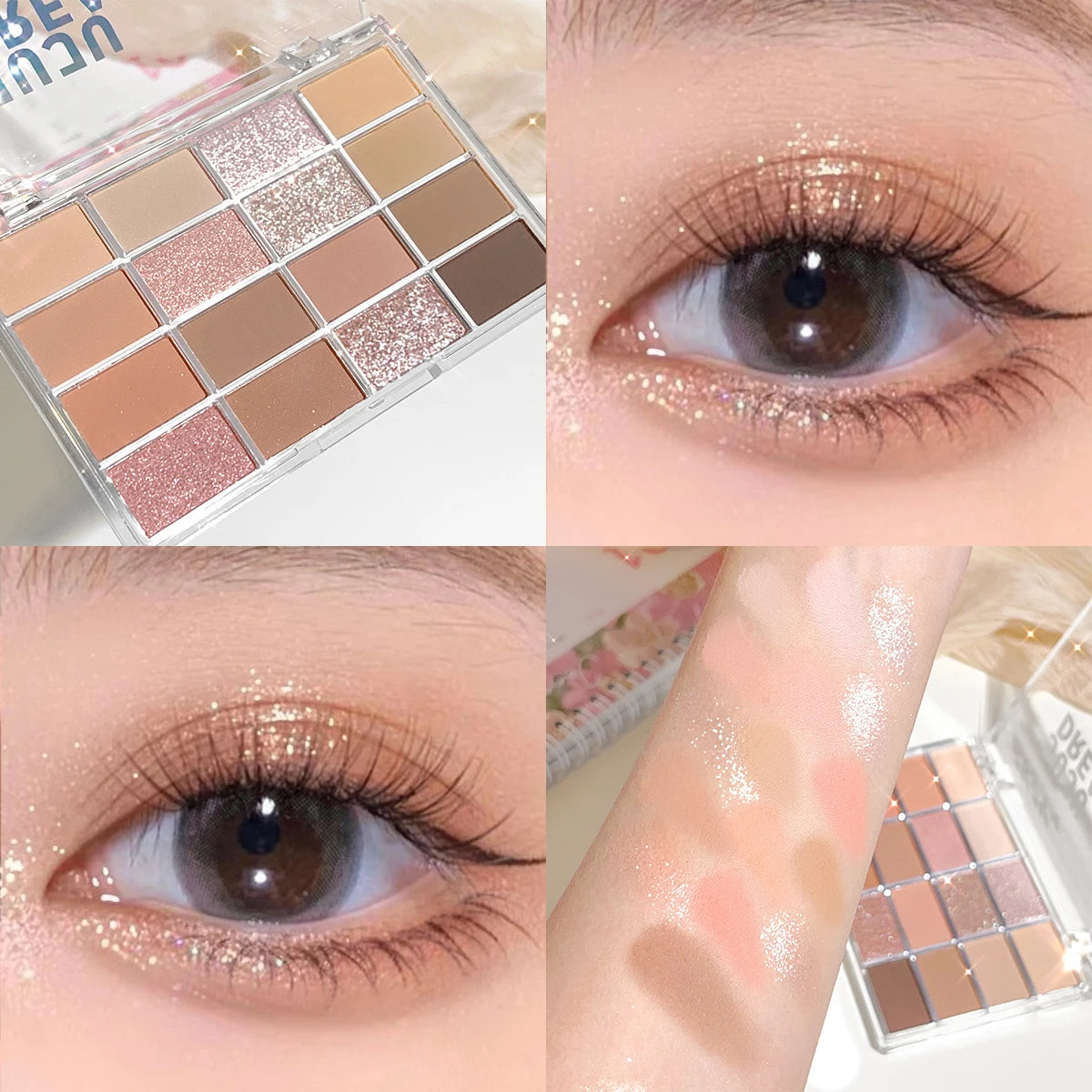 Luxury Glow 16-Color Eyeshadow Palette – Matte & Shimmer Earth Tones, Long-Lasting & Waterproof