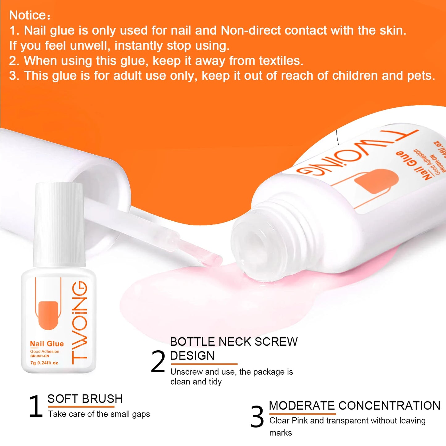 TWOING 7g Super Strong Nail Glue – Long-Lasting Adhesive for Press-On & Acrylic Nails
