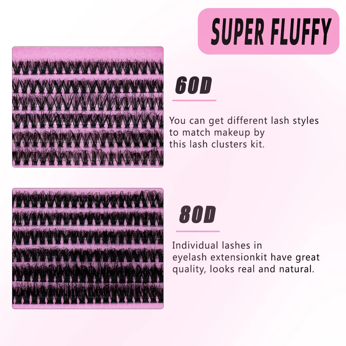 SEXYSHEEP DIY Eyelash Extension Kit with Glue, Remover, Lash Brush & Tweezers – Natural Cluster Lashes for Salon-Style Look at Home