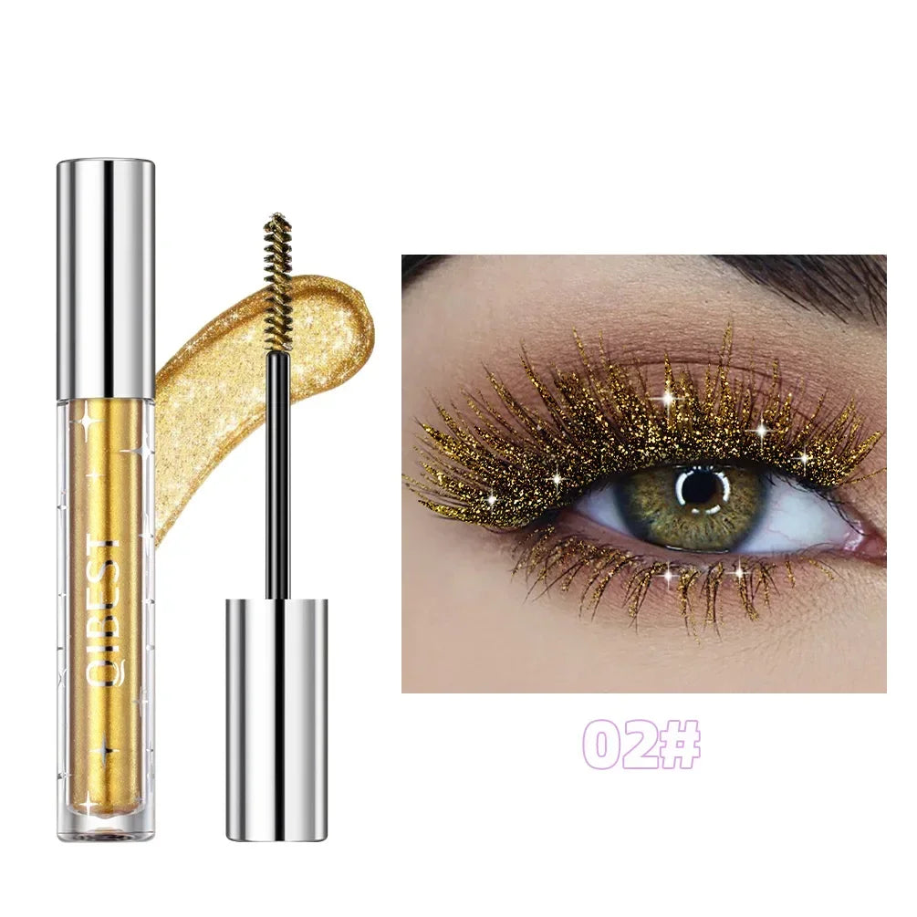 LuxuryGlow Diamond Purple Glitter Mascara – Curling, Volumizing & Sweatproof Shine